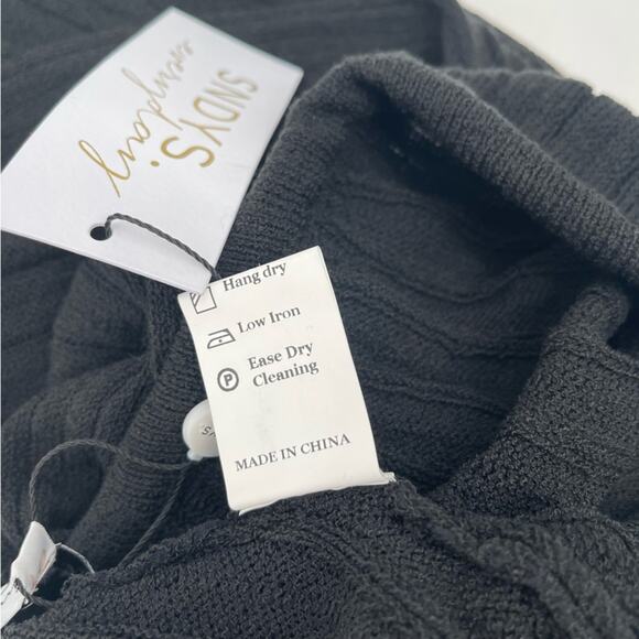 SNDYS Everyday Lounge x Revolve Baha Ribbed Knit Wide Leg Pants Black Medium NWT - Picture 11 of 16